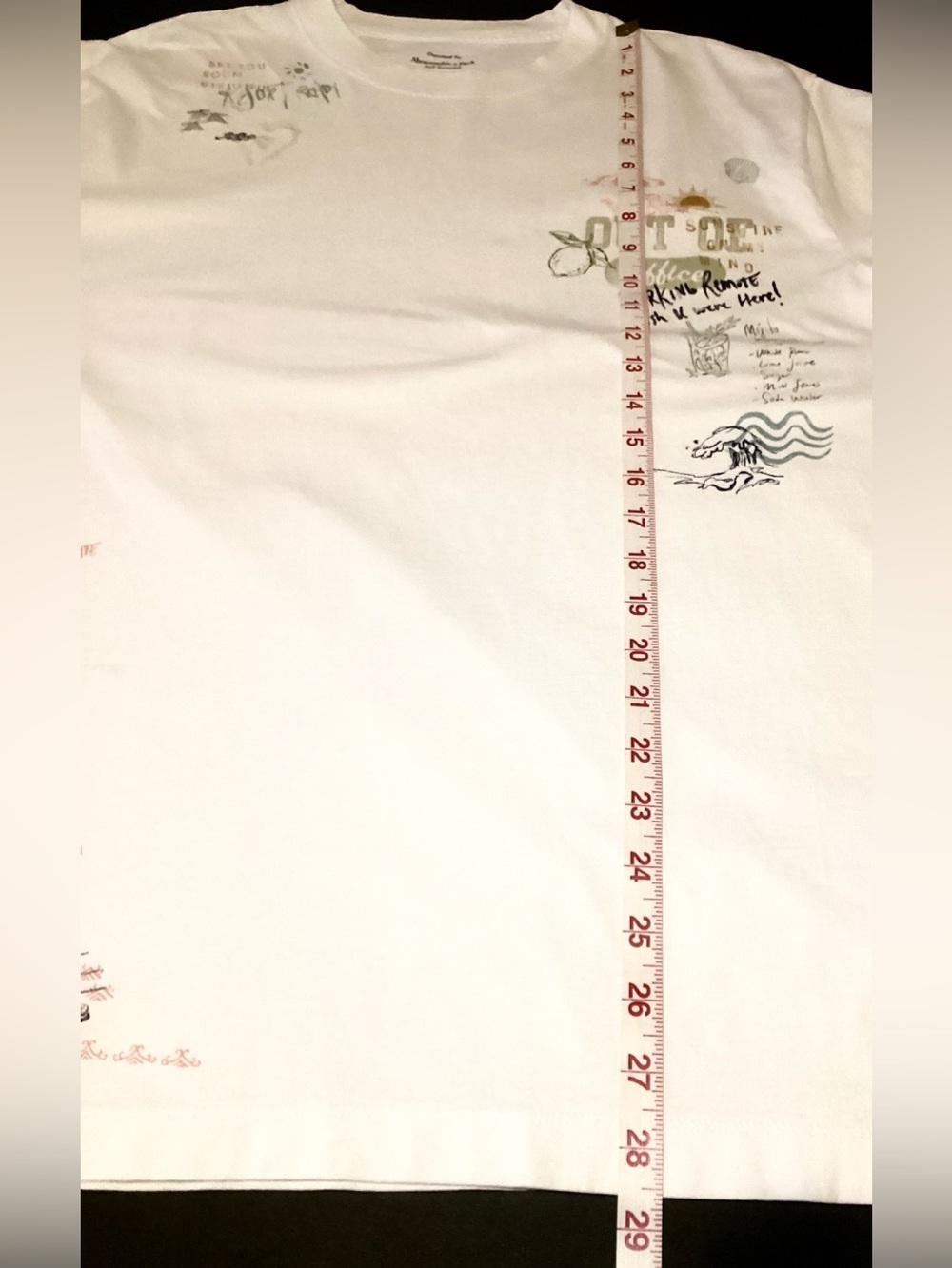 A&F Women’s Oversized Beach Doodle Graphic Tee Large - Picture 7 of 10